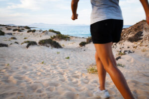 Person running on the beach