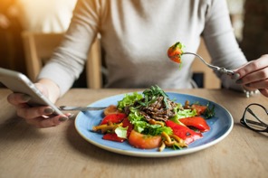 Woman eating a salad