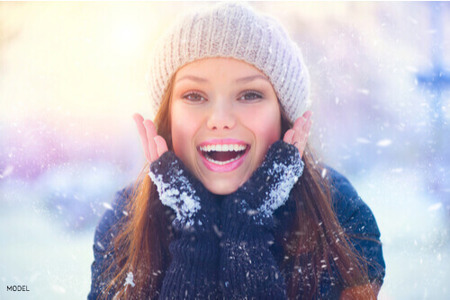 Girl smiling in the snow