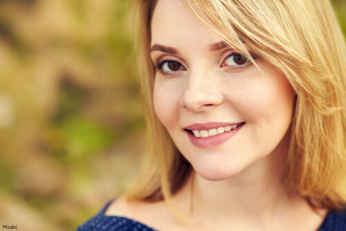 Blonde woman smiling