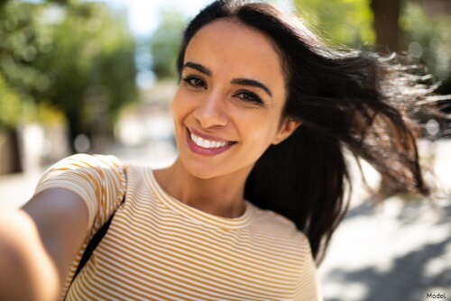 Woman with beautiful skin smiling