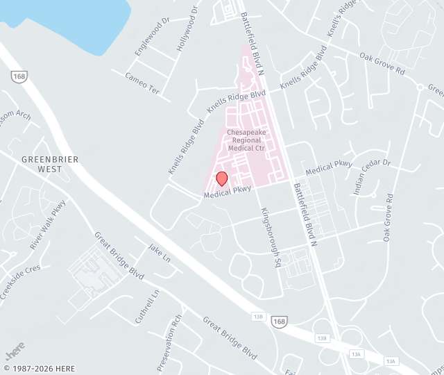 Location Map: 300 Medical Parkway, 208 Chesapeake, VA 23320